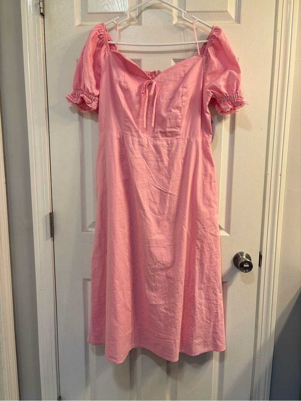 Pink Puff Sleeve Summer Dress